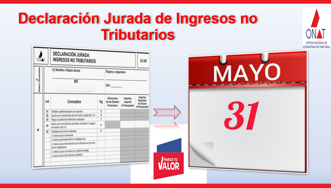 ¡Atención! Declaración Jurada de Ingresos no Tributarios hasta el 31 de mayo.
