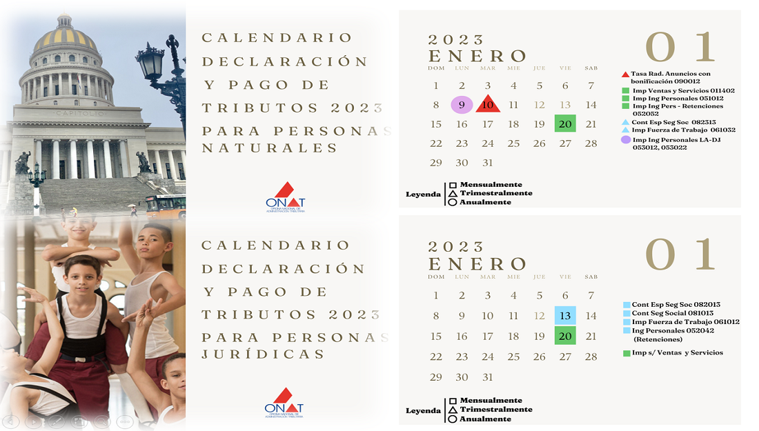 Disponibles en nuestro portal calendarios de declaración y pago de tributos 2023 para personas naturales y jurídicas.