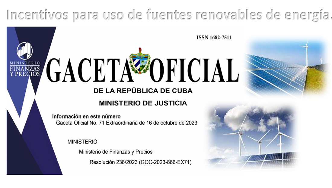 Incentivos para el uso de las fuentes renovables de energía en Resolución 238 de 2023 del MFP