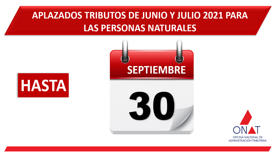 Aplazan hasta el 30 de septiembre obligaciones tributarias de personas naturales correspondientes a junio y julio de 2021