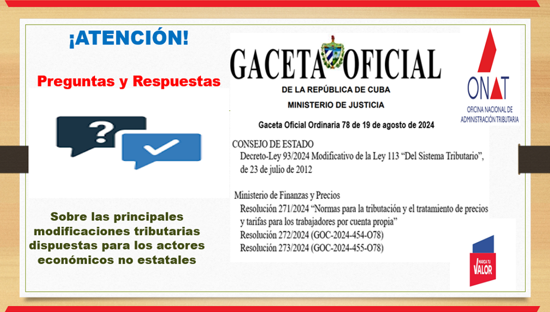 Preguntas y respuestas sobre las principales modificaciones tributarias para los actores económicos no estatales