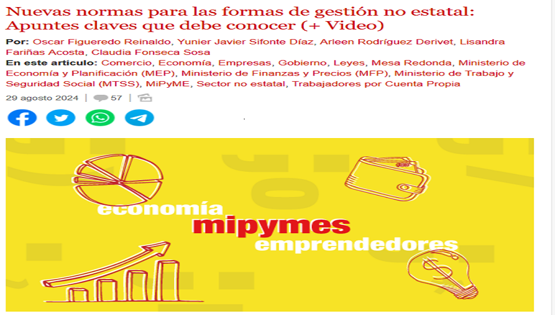 Cubadebate: Mesa redonda sobre nuevas normas para las formas de gestión no estatal: Apuntes claves que debe conocer.