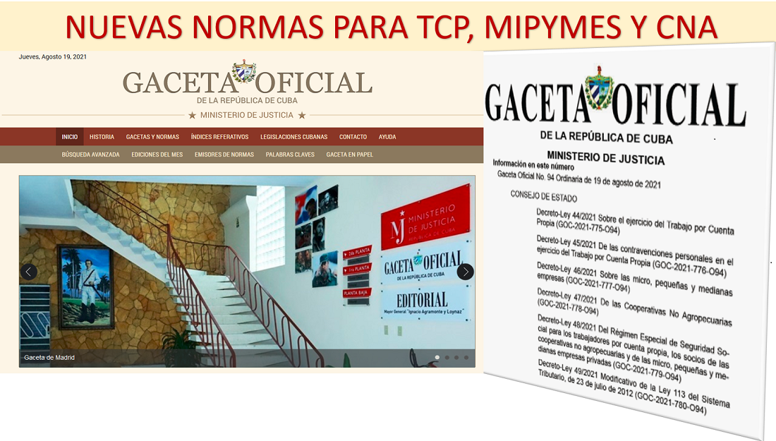 En gaceta nuevas normas para TCP, MIPYME y CNA